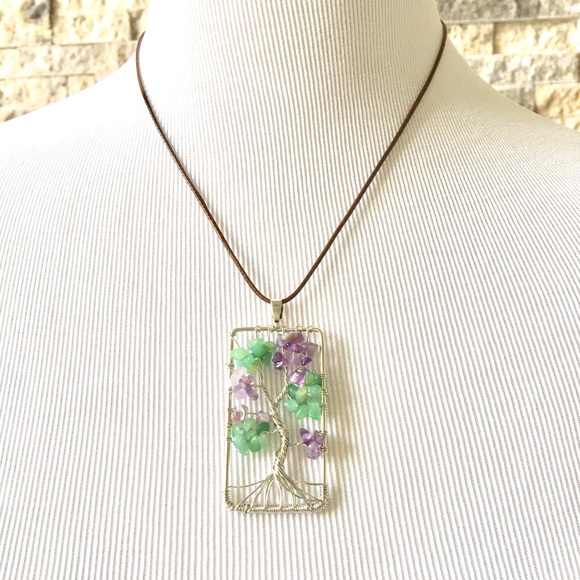 Amethyst Tree Of Life Pendant Necklace - Picture 6 of 6